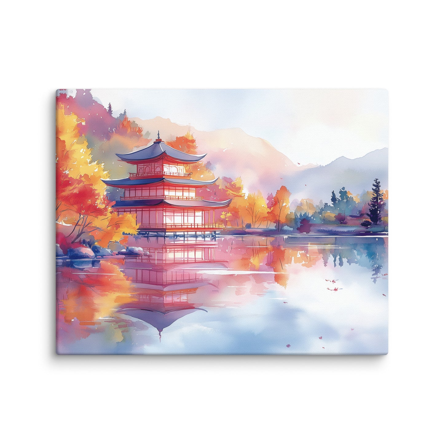 Peinture Aquarelle Japonaise – Temple Paisible Affiches, reproductions et œuvres graphiques Art Virtuoso M