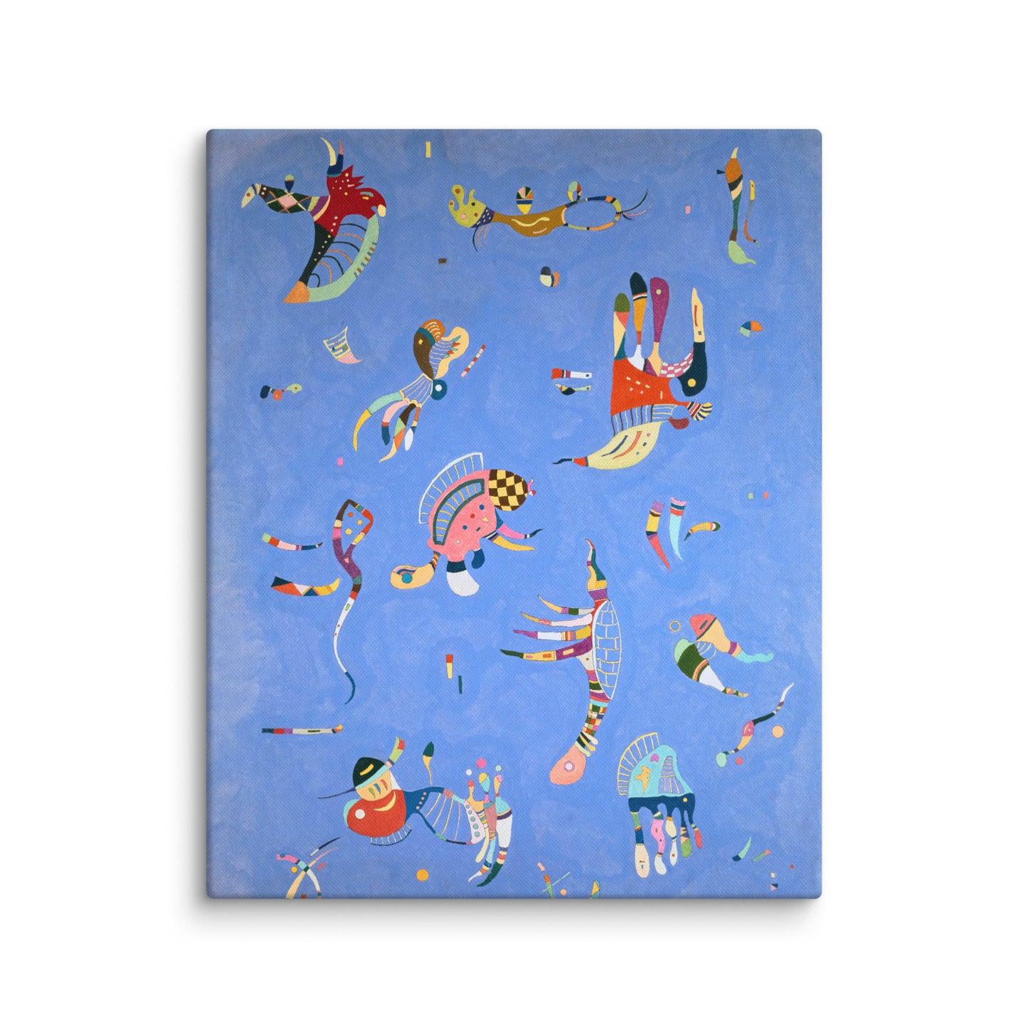 bleu libellule tableau abstrait sur toile bleu lumineux zoom sur texture de toile motifs organiques colorés