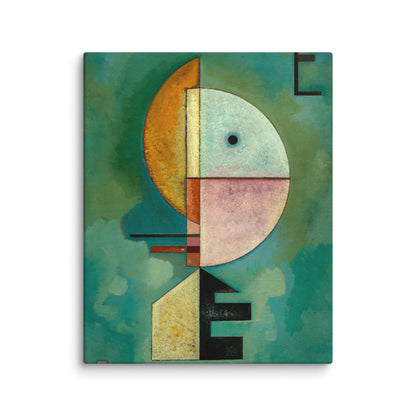 la haut toile détail texture premium vert profond abstrait formes géométriques axe vertical demi cercle