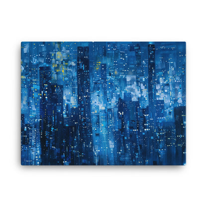 Tableau Abstrait Moderne Bleu - Ville Nocturne  Art Virtuoso L  