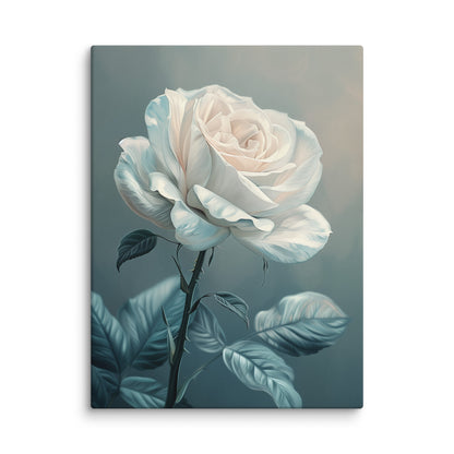 Peinture Rose Blanche Enchantée  Art Virtuoso L  