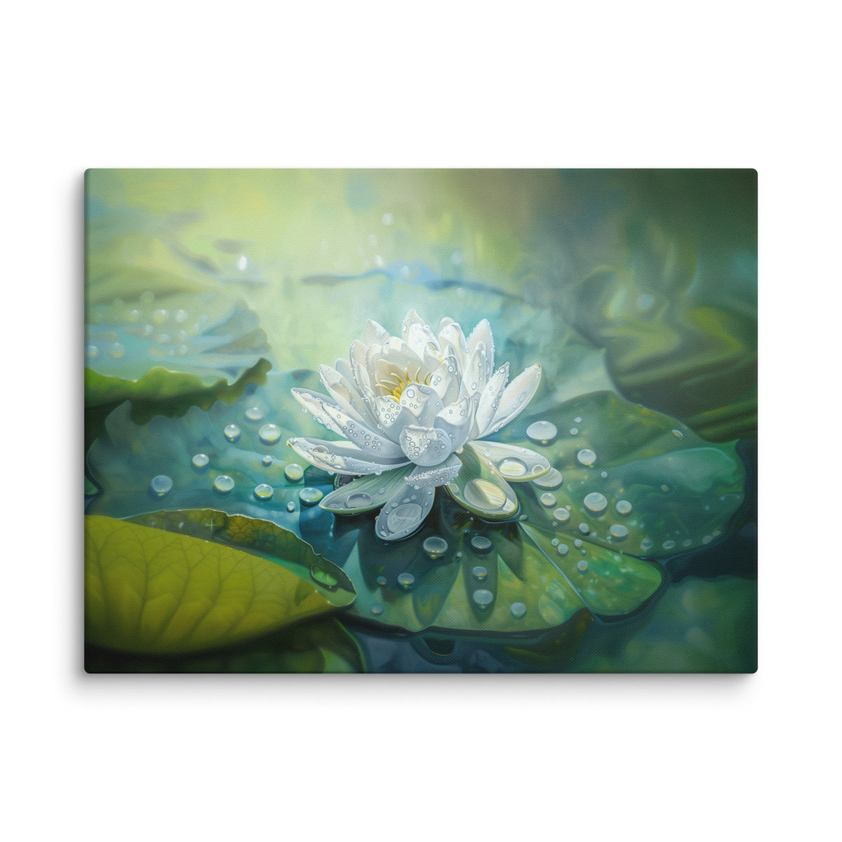 Tableau Déco Moderne Sur Toile 100x50 Cm - Fleur De Lotus Bleu Et Blanc - Marque Tulup