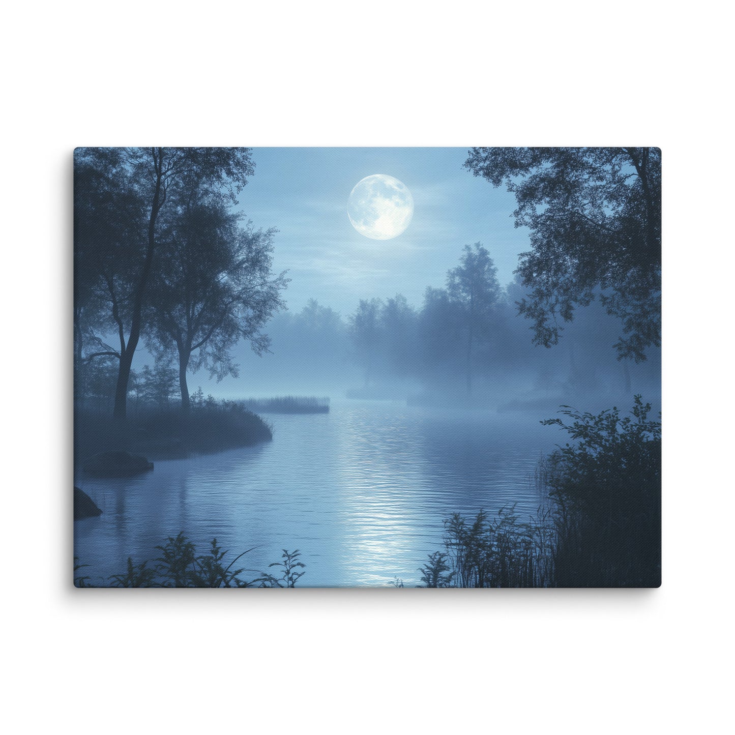 Tableau Paysage Bleu - Lune sur le Lac Affiches, reproductions et œuvres graphiques Art Virtuoso L  