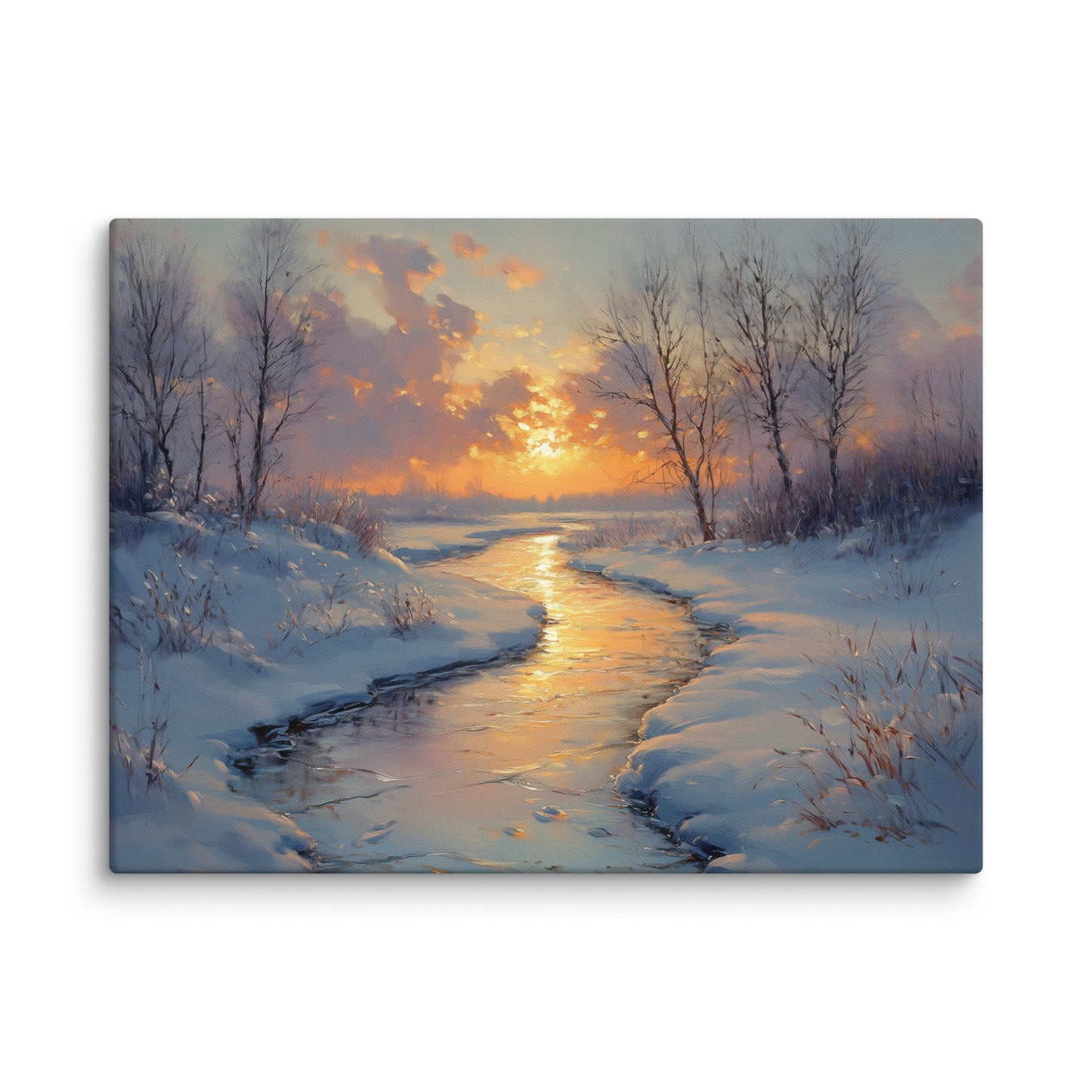 Tableau Peinture Hiver - Crépuscule Blanc Affiches, reproductions et œuvres graphiques Art Virtuoso L