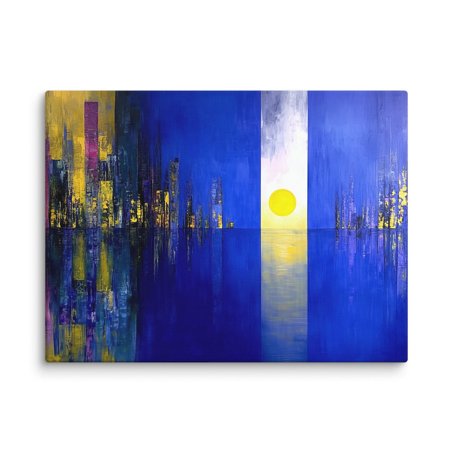 Tableau Bleu Majorellle Abstrait - Reflets d'Or sur Manhattan Affiches, reproductions et œuvres graphiques Art Virtuoso L