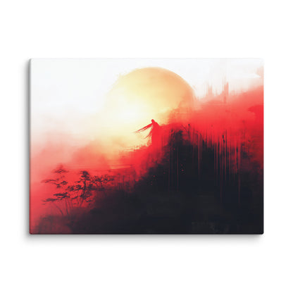 Tableau Contemporain Rouge : Silhouette à l'Aube Affiches, reproductions et œuvres graphiques Art Virtuoso L