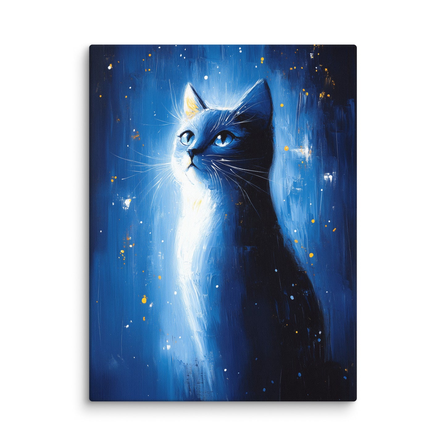 Tableau Chat Bleu : Gardien de la Nuit Étoilée Affiches, reproductions et œuvres graphiques Art Virtuoso L