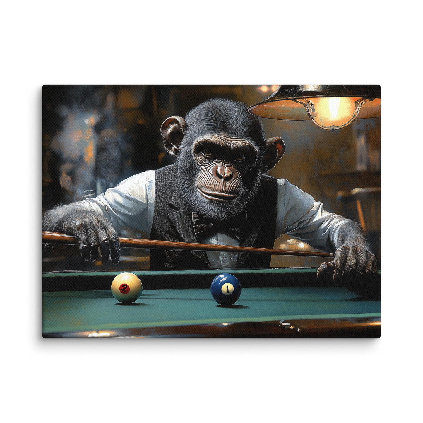 Tableau Singe Billard : Le Gentleman Joueur Affiches, reproductions et œuvres graphiques Art Virtuoso L