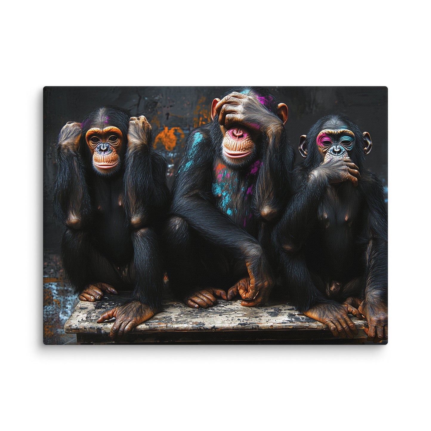 Tableau Singe de la Sagesse : Trio Pop Art Affiches, reproductions et œuvres graphiques Art Virtuoso L