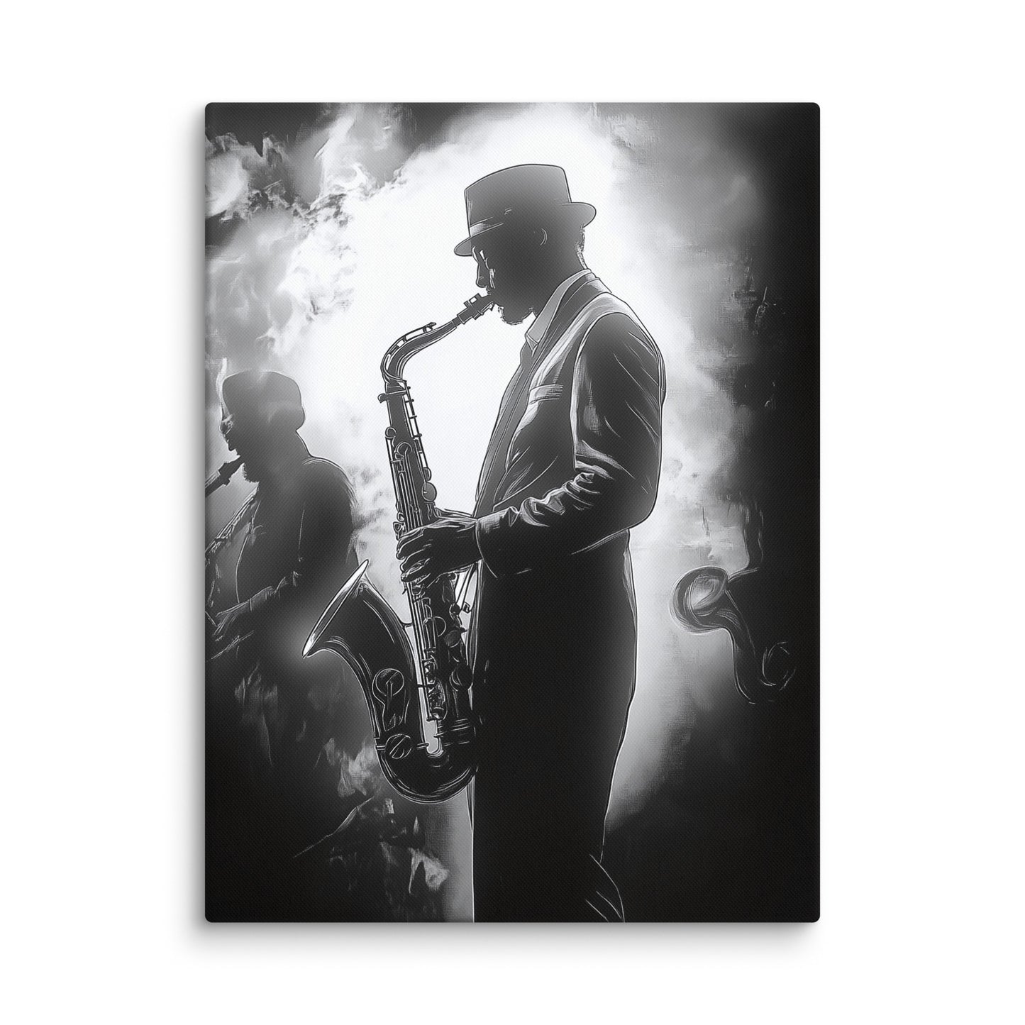 Tableau Saxophoniste Noir et Blanc - Blues Nocturne Affiches, reproductions et œuvres graphiques Art Virtuoso L