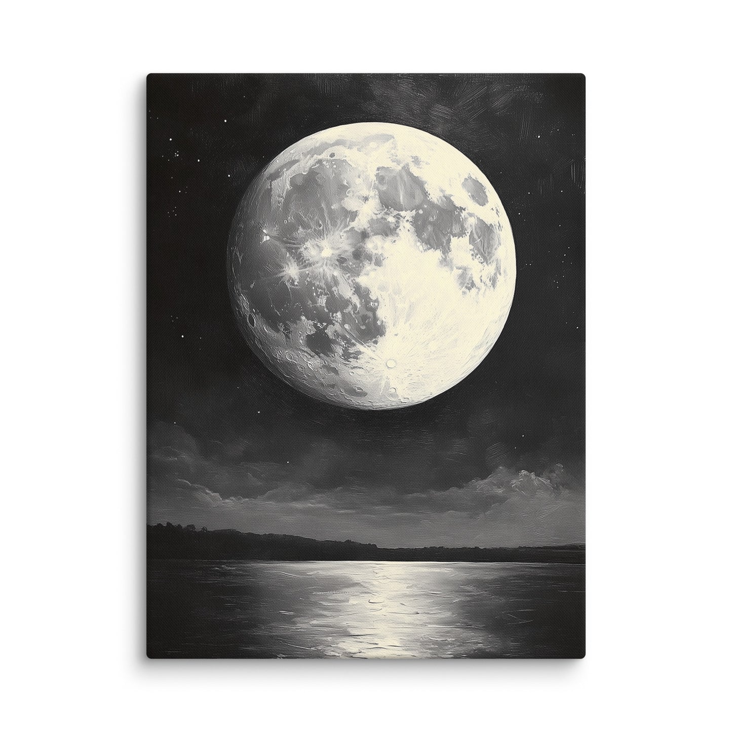 Tableau Lune Noir et Blanc : Reflets Nocturnes Affiches, reproductions et œuvres graphiques Art Virtuoso L