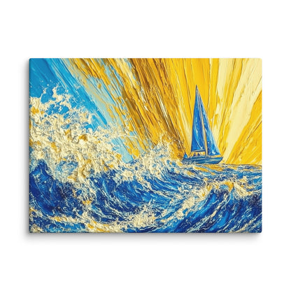 Tableau Bateau Bleu : Écume Solaire Affiches, reproductions et œuvres graphiques Art Virtuoso L