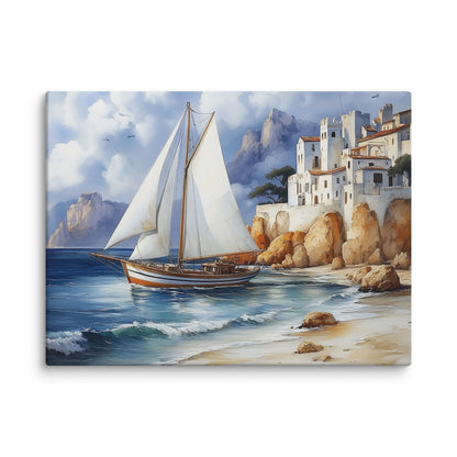 Tableau Bateau Bord de Mer : Riviera Méditerranéenne Affiches, reproductions et œuvres graphiques Art Virtuoso L