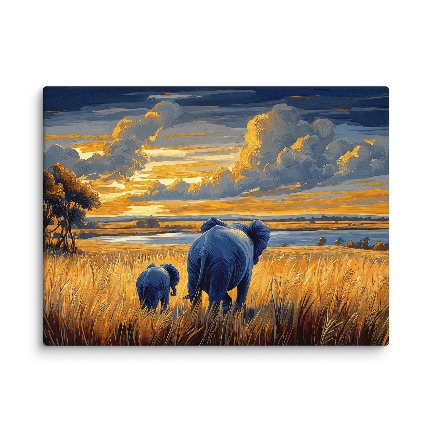 Tableau Éléphant de Dos au Coucher de Soleil Affiches, reproductions et œuvres graphiques Art Virtuoso L