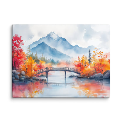 Peinture Aquarelle Paysage Japonais - Pont vers Kanegashima Affiches, reproductions et œuvres graphiques Art Virtuoso L