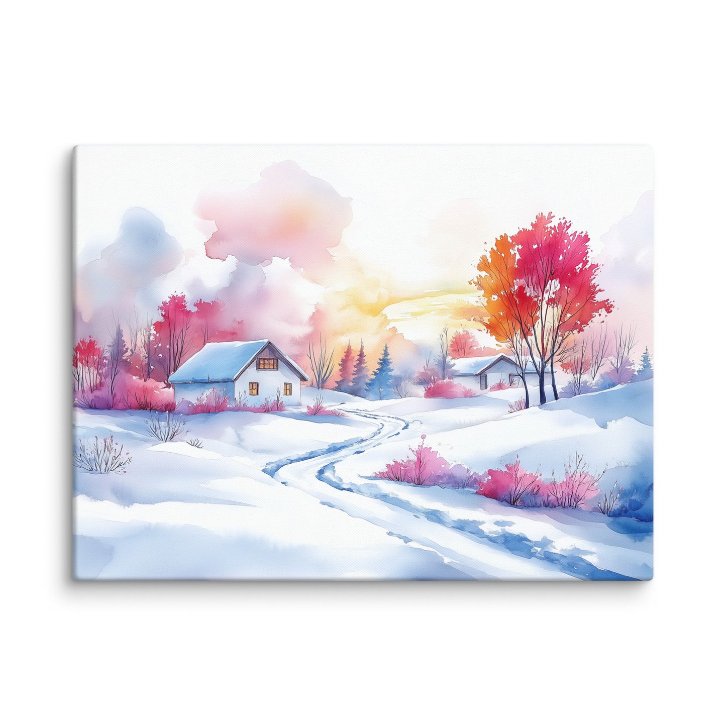 Peinture Aquarelle Paysage de Neige - Douceur Hivernale Affiches, reproductions et œuvres graphiques Art Virtuoso L