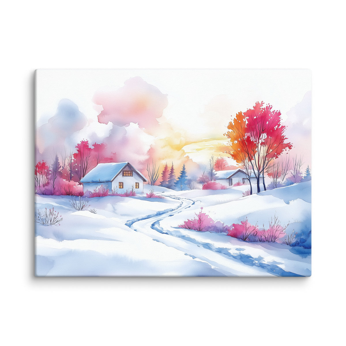 Peinture Aquarelle Paysage de Neige - Douceur Hivernale Affiches, reproductions et œuvres graphiques Art Virtuoso L