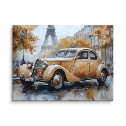 Peinture Aquarelle Voiture – Élégance Rétro à Paris Affiches, reproductions et œuvres graphiques Art Virtuoso L