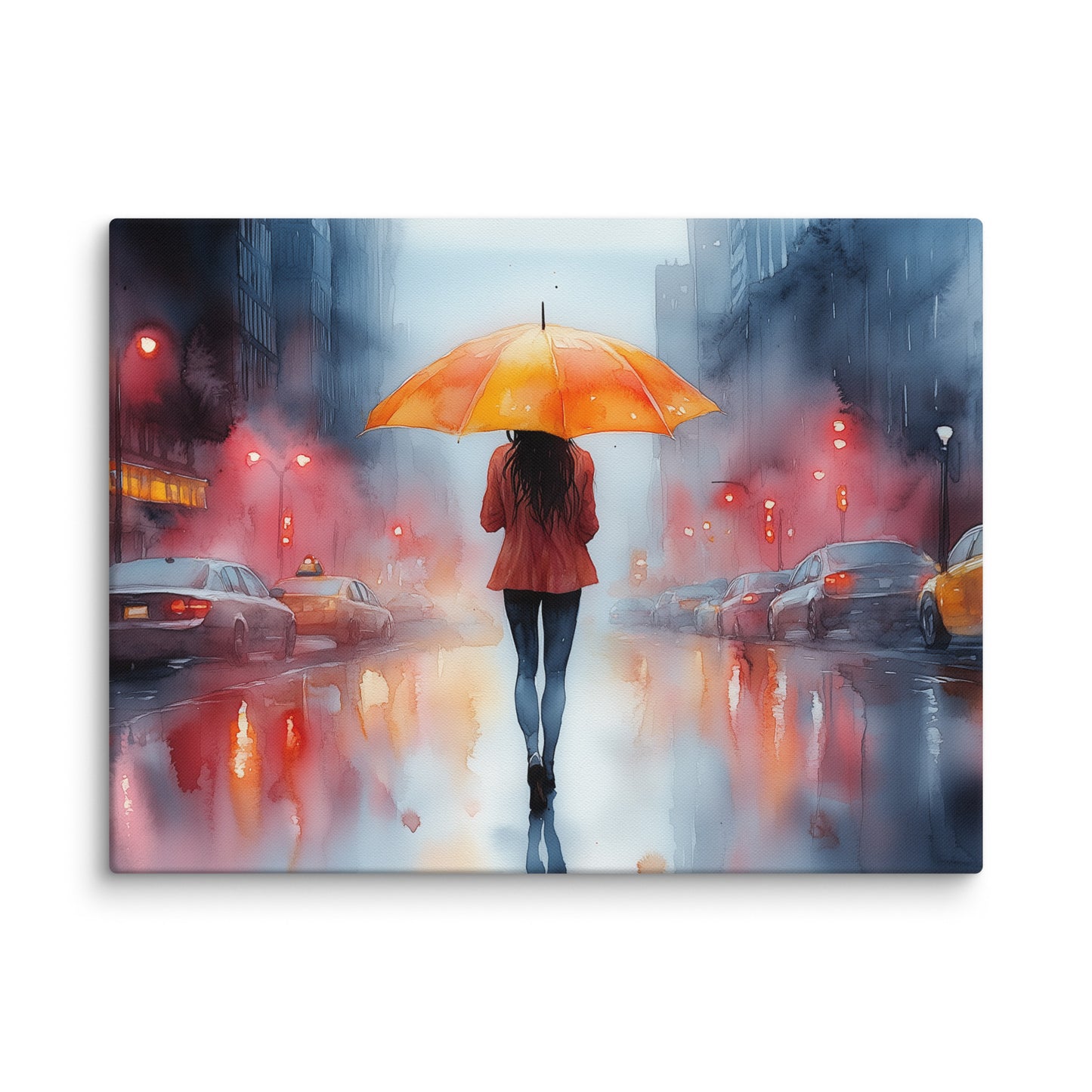 Peinture Aquarelle Tableau – Pluie Urbaine Éblouissante Affiches, reproductions et œuvres graphiques Art Virtuoso L