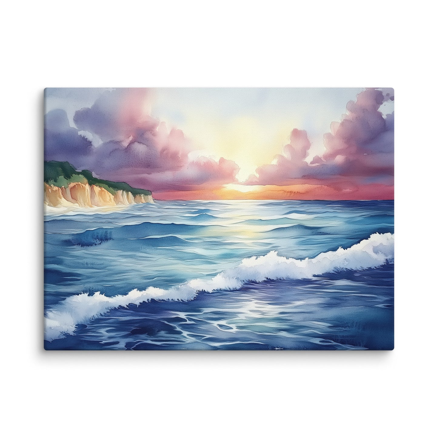 Peinture Aquarelle Marine – Vague et Soleil Affiches, reproductions et œuvres graphiques Art Virtuoso L