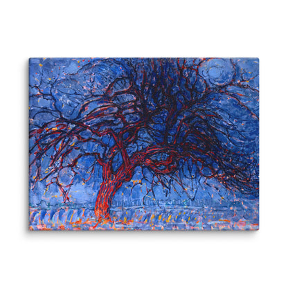 toile abstraite bleu indigo tronc et branches rouges gros plan texture de la toile impression premium