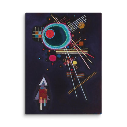 lignes d'azur toile abstraite fond noir cercle turquoise auréolé rayons et lignes fines multicolores détail texture