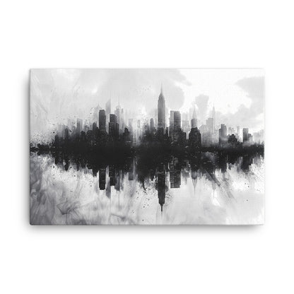 Tableau Street Art Noir et Blanc – Silhouette Urbaine  Art Virtuoso XL  