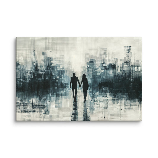 Tableau Couple Amoureux Design en Noir et Blanc