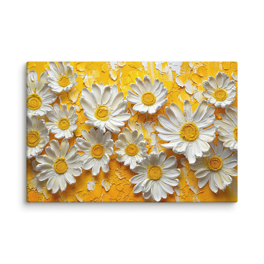 Tableau Marguerites sur Fond Jaune  Art Virtuoso XL  