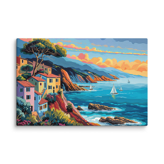 Tableau Méditerranée - Bord de Mer Coloré  Art Virtuoso XL  