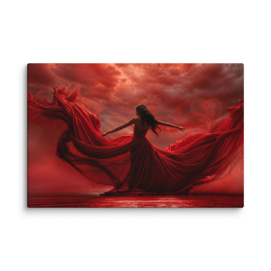 Tableau Moderne avec du Rouge - Danse Ecarlate  Art Virtuoso XL  