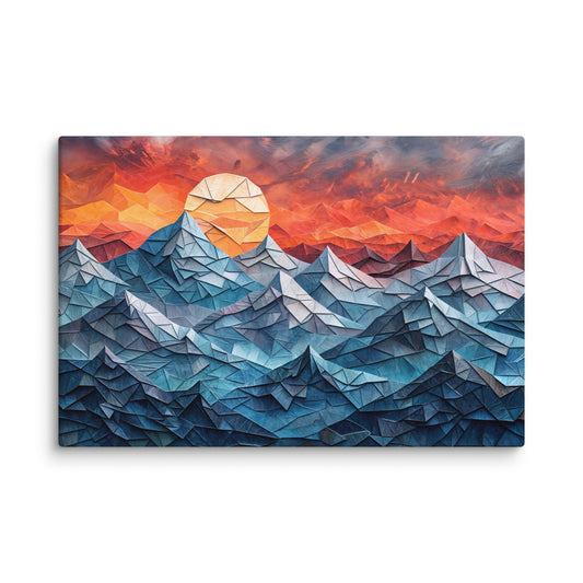 Tableau Paysage Montagne - Peinture au Crépuscule  Art Virtuoso XL  