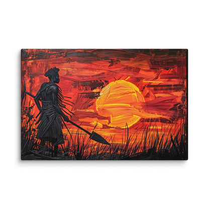 Tableau Guerrier Africain - au Crépuscule  Art Virtuoso XL  