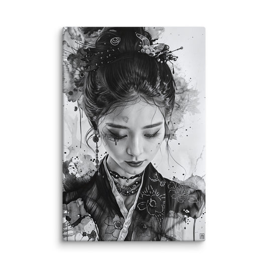 Tableau Geisha Noir et Blanc - Kaori