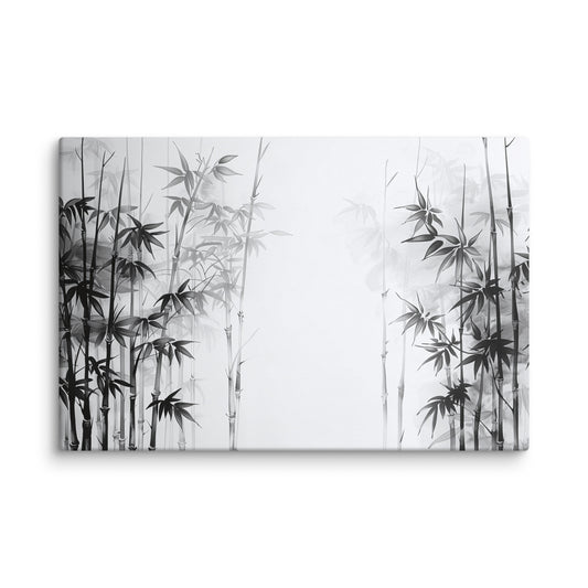 Tableau Peinture Blanc et Bambou