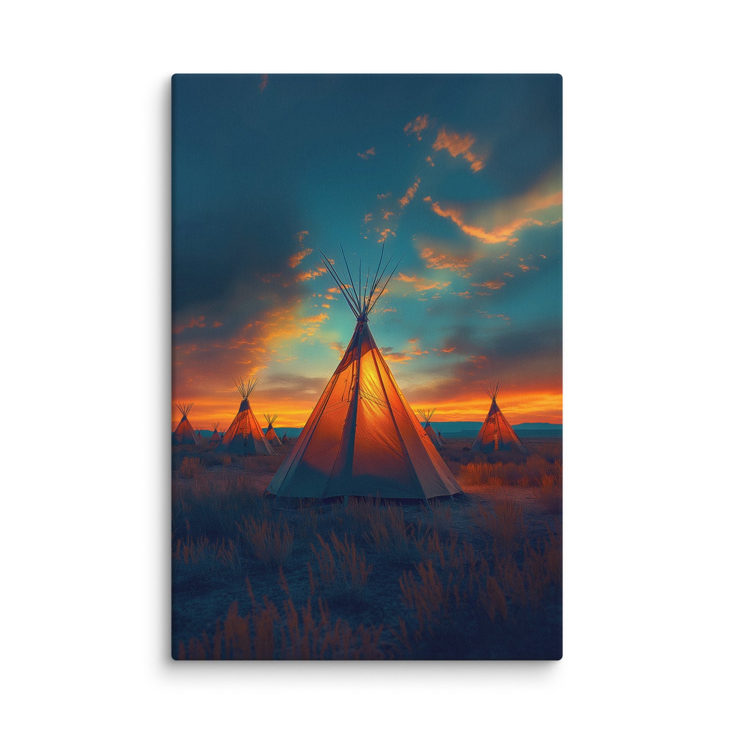 Tableau Peinture Tipi au Crépuscule