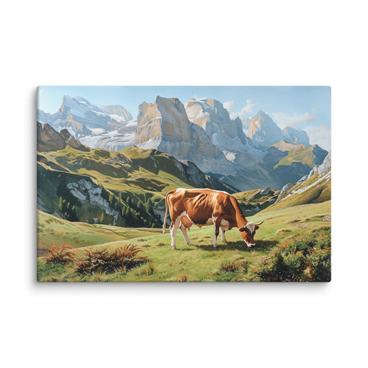 Peinture Vache - Montagne Bucolique