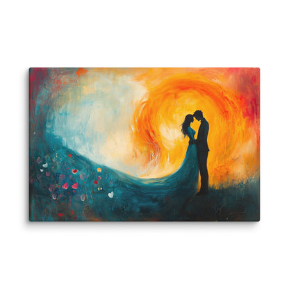 Tableau Romantique Pour Chambre - Étreinte Sous le Soleil Affiches, reproductions et œuvres graphiques Art Virtuoso XL  