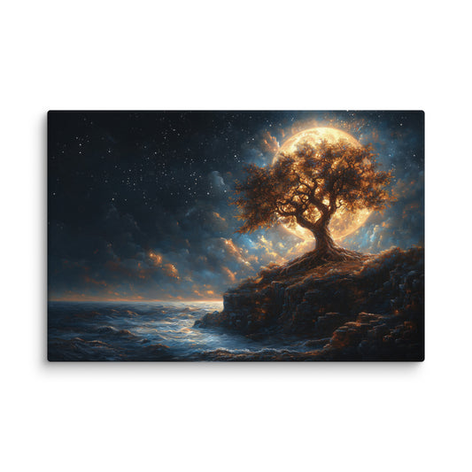 Peinture Style Romantique - Arbre au clair de lune