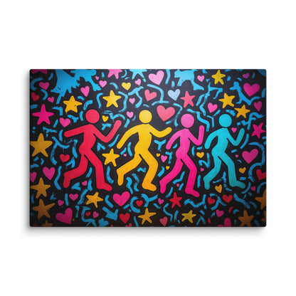 Toile Style Keith Haring - Bonhommes Affiches, reproductions et œuvres graphiques Art Virtuoso XL  