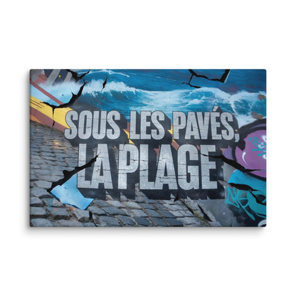 Toile Graffiti Couleur - Sous les Pavés, la Plage Affiches, reproductions et œuvres graphiques Art Virtuoso XL  