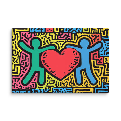 Toile Coeur Keith Haring Style Affiches, reproductions et œuvres graphiques Art Virtuoso XL  