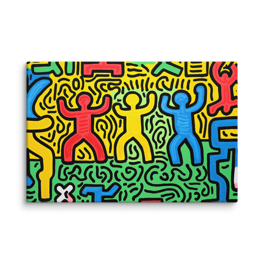 Toile Déco Chambre Street Art - Style Keith Haring