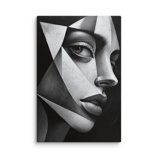 Portrait Abstrait Noir et Blanc - Style Cubiste Affiches, reproductions et œuvres graphiques Art Virtuoso XL  