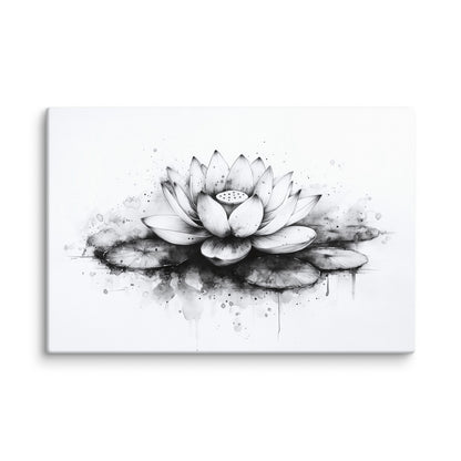 Toile Zen Fleur de Lotus - Dessin Minimaliste Affiches, reproductions et œuvres graphiques Art Virtuoso XL  