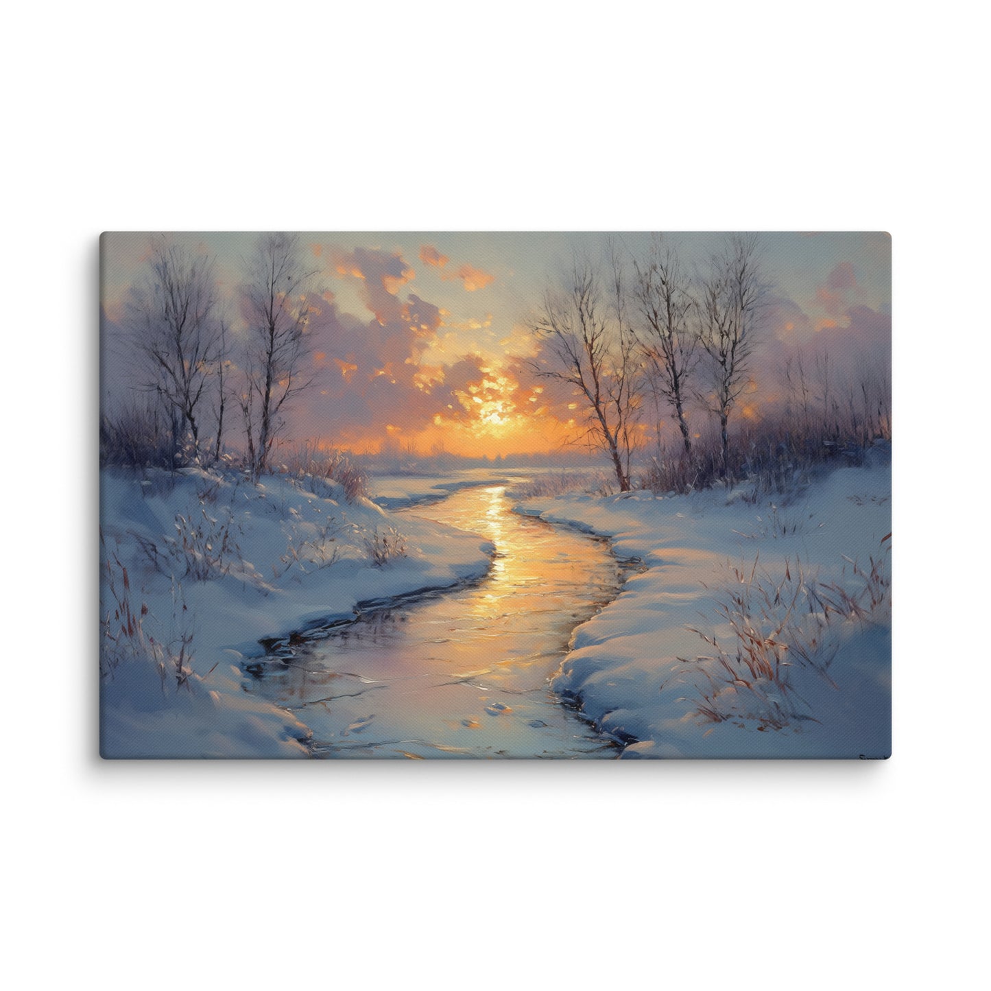 Tableau Peinture Hiver - Crépuscule Blanc Affiches, reproductions et œuvres graphiques Art Virtuoso XL