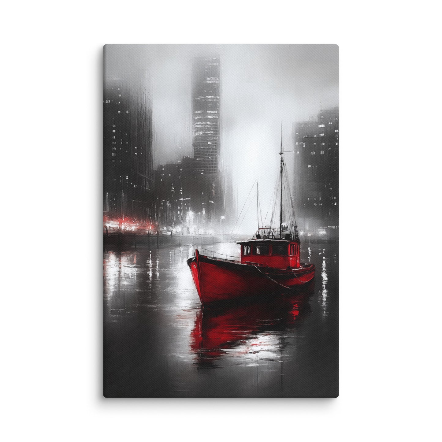 Tableau Bateau Rouge - Brillances Urbaines Affiches, reproductions et œuvres graphiques Art Virtuoso XL