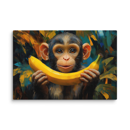 Tableau Singe Banane : Sourire Espiègle Affiches, reproductions et œuvres graphiques Art Virtuoso XL