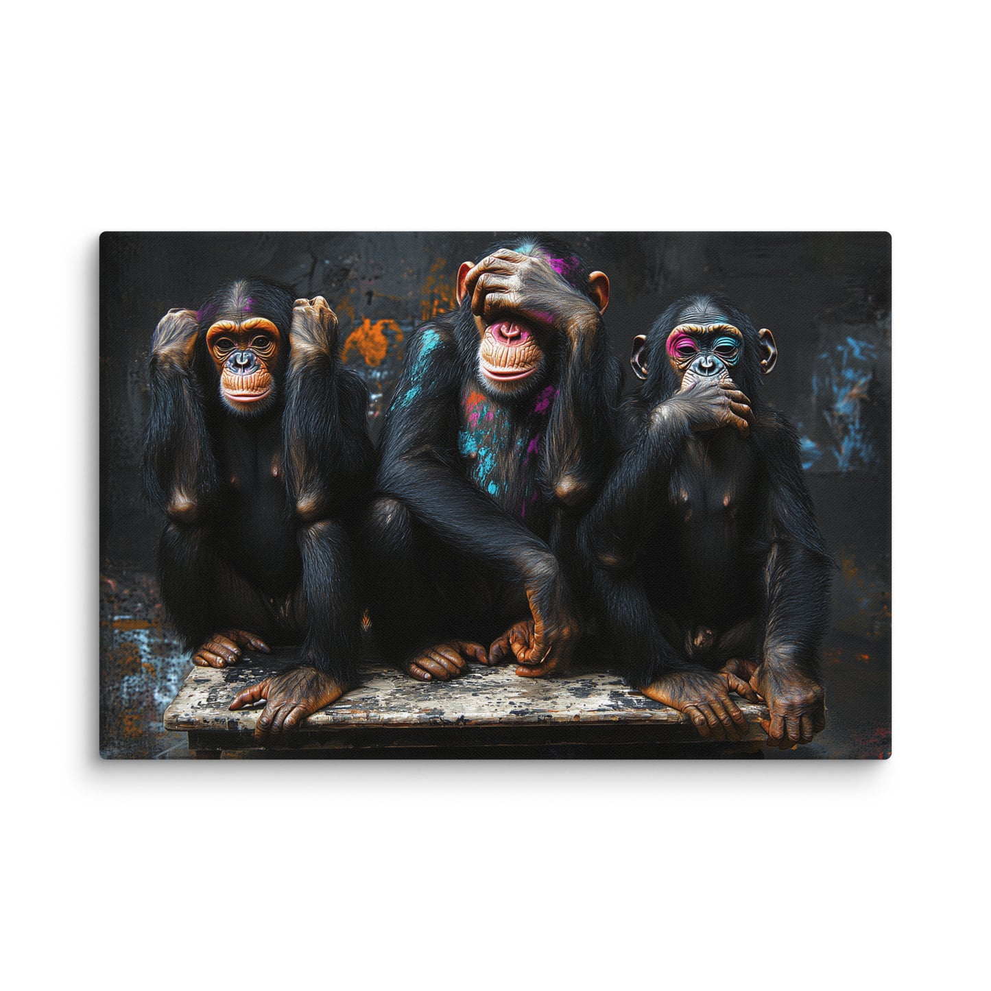 Tableau Singe de la Sagesse : Trio Pop Art Affiches, reproductions et œuvres graphiques Art Virtuoso XL