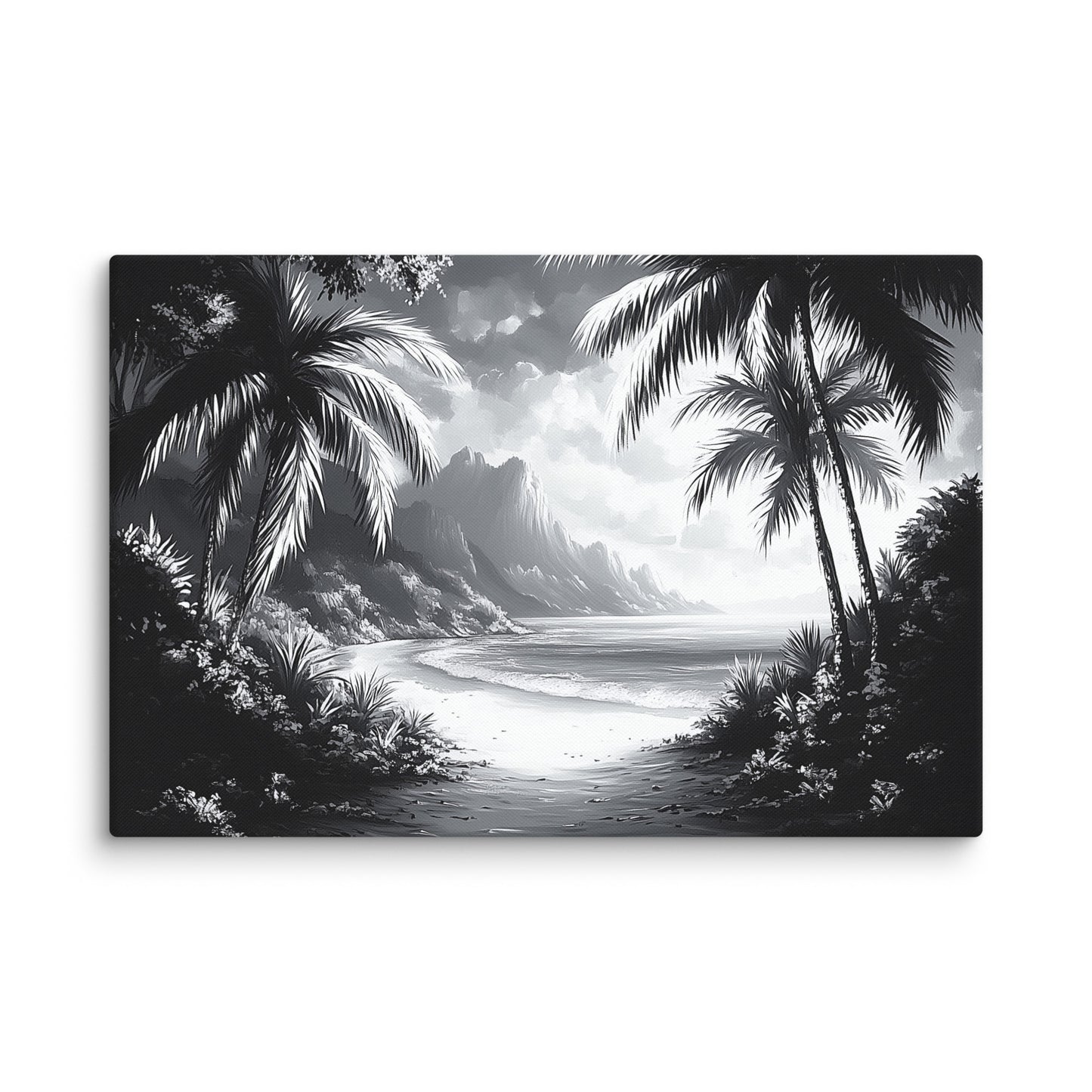 Tableau Tropical Noir et Blanc : Hawaï Monochrome Affiches, reproductions et œuvres graphiques Art Virtuoso XL